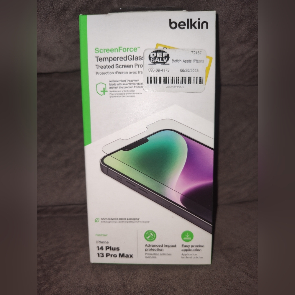 Belkin Screen Protector Tempered Glass for iphone 14 plus/13 Pro Max